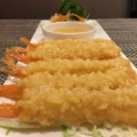 A13. Shrimp Tempura · 6 pieces. Deep-fried crispy Tempura shrimps to golden brown and served with plum sauce.