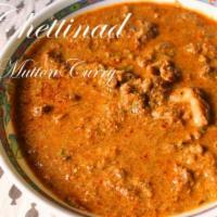 Goat Chettinad · Goat dish made with roasted ground exotic spices peppercorn, star anise and coconut.