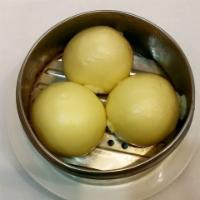 Steamed Egg Custard Bun · 3 pieces.