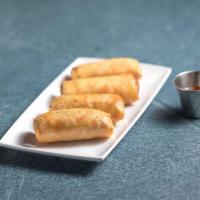 4 Thai Spring Rolls · Stuffed with silver noodles and vegetables served with plum sauce.