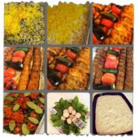 Package for 10 People · 8 skewers of koobideh beef or chicken, 4 skewers of boneless chicken kabob, 1 basmati rice, ...