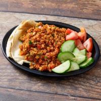 Veggie Kibbee · Crushed wheat with tomato, onion and parsley, olive oil.