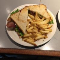 BLT-A Sandwich · Crisp bacon, lots of lettuce, tomato and avocado on sliced sourdough bread. Served with choi...