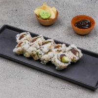Spicy Tuna Roll · Raw. Tuna, cucumber and scallion. Inside out with sesame seeds.