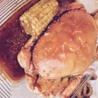 Dungeness Crab (Whole Crab) · 1 whole Dungeness Crab tossed in a bag with your choice of seasoning and spice level. Includ...