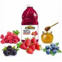 Very Berry Juice · Strawberry, blueberry, blackberry, raspberry, cranberry juice, and honey.