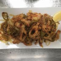 Calamari · Crispy fried calamari and cherry peppers tossed in your choice of Parmesan cheese or Asian g...