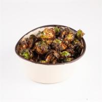 Brussels Sprouts · Crispy Brussels sprouts with balsamic glaze.