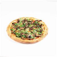 Portobello Mushrooms Pizza · Tomato sauce, mozzarella, portobello and cilantro.