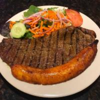 17. Carne Asada · Grilled steak. Rice, beans, salad and sweet plantain.