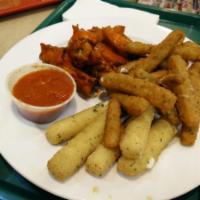 Combo Appetizer · 6 wings, 6 mozzarella sticks, and zucchini sticks.