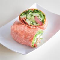 Green Vegetable Wrap · Spinach, cucumber, avocado, bell peppers, fresh tomatoes, parsley, feta cheese and home made...