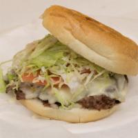 Grilled Meat · Grilled roast beef, grilled onion, melted mozzarella, mayo, lettuce and tomato.