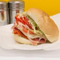 Italian Combo · Genoa salami, Cappy Ham, Pepperoni, Provolone cheese, Lettuce, Tomato, Onion, Roasted pepper...