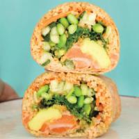 Poke Wrap · Brown Rice or Quinoa, seaweed salad, edamame, arugula, scallions, avocado, carrots, pickled ...