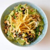 Oriental Crunch Salad · mixed greens, romaine, avocado, carrots, bean sprouts, roasted cashews, & toasted sesame see...