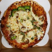 Italian Meatball and Ricotta Pizza · Onions, green bell peppers and fresh ricotta cheese.