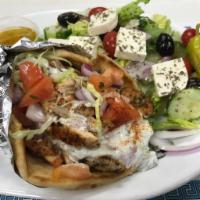 Grilled Chicken Gyro with Greek Salad · 