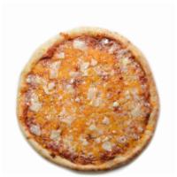 New York Four Cheese Pie · Pizza sauce, mozzarella cheese, cheddar cheese, Parmesan cheese and pecorino Romano cheese.