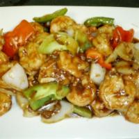 Shrimp in a Black Bean Sauce · Stir-fried with sweet green and red peppers and tossed in a garlic-infused black bean sauce....