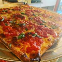 Grandma Pizza · Square pie, mozzarella, plum tomato sauce, Pecorino Romano and oregano.