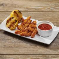 Fried Calamari · Comes with spicy tomato dipping sauce and grilled lemon.