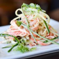 Kani Salad · Imitation crab stick, cucumber, scallion, massago and spicy mayo.