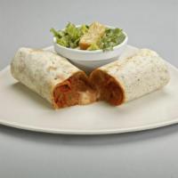 Turkey Meatball Parmesan Wrap · With marinara sauce and reduced fat mozzarella cheese in an herb wrap. Served with a side.
