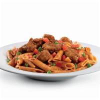Cajun Chicken and Penne Bowl  · Cajun chicken, red wine brown sauce, tomatoes and scallions over whole wheat pasta.