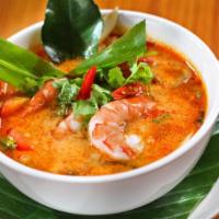 Lemongrass Tom Yum Soup · Spicy and sour soup with mushroom and onion. Spicy.
