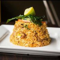 Spicy Thai Herbs Fried Rice · Egg, ginger, basil, scallion, and chili paste. Spicy.