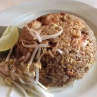 Pad Thai Fried Rice · Chicken, shrimp, peanuts, radish, bean sprouts, scallion, egg, and lime.