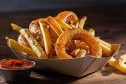 O Fries · 1/2 onion rings 1/2 fries