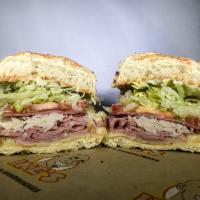 118. Tony Soprano Sandwich · Turkey, ham (turkey ham), salami, Italian dressing and provolone cheese.