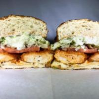 148. Mrs. Robinson Sandwich · Fried chicken, Frank's Buffalo sauce, ranch dressing and provolone cheese.