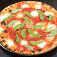 Pizza Margherita (Vegetarian) · Your choice of pizza crust served with our signature red sauce,  mozzarella (Mozzarella fior...