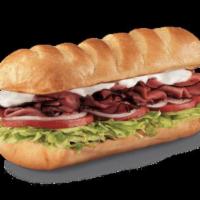Pastrami Sub · Pastrami and provolone. Served with mayo, lettuce, tomato, onion, deli mustard, and a pickle...