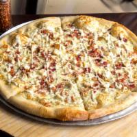 Chicken, Bacon and Ranch Pizza · Our house-made ranch, grilled chicken and bacon.