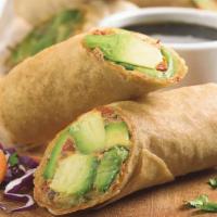 Avocado Egg Rolls · Avocado, cream cheese, sun-dried tomatoes, red onions, cilantro, chipotle peppers, sweet tam...