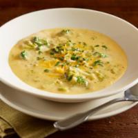 Broccoli Cheddar · Creamy broccoli cheddar soup, jack + cheddar cheese, parsley