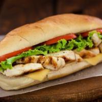 Grilled Chicken Sandwich · grilled chicken on a hoagie with cheese, lettuce, and tomato, and mayonnaise 