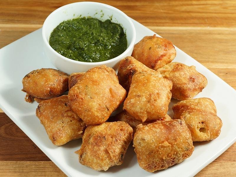 Paneer Pakora · Deep fried cheese battered with chickpeas, flour and spice.