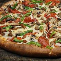 Deluxe Pizza · Pepperoni, Italian sausage, beef, mushrooms, onions and bell peppers.  