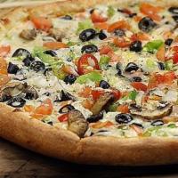 Veggie Amore Pizza · Onions, mushrooms, black olives, bell peppers and tomatoes.  