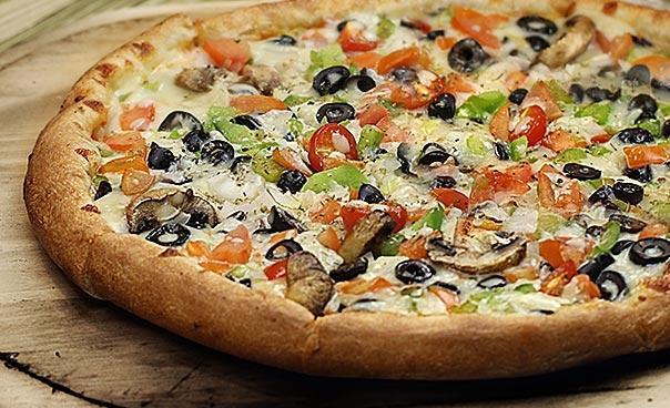 Veggie Amore Pizza · Onions, mushrooms, black olives, bell peppers and tomatoes.  