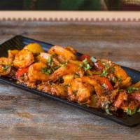 Shrimp Jalfrezi · Onions, bell peppers and tangy flavour. Spicy.