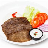 Gyro Kabob Plate · Served with 2 oz saziki sauce and 1 pita bread