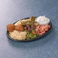 Combo Appetizer For 2 · Hummus, tabouleh, babaganoush, cacik, dolma, falafel and olives, piyas. Vegetarian.