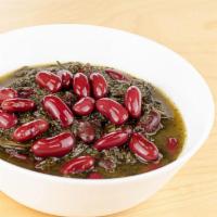 24. Ghormeh Sabzi (Veggie/ Vegan Stew) · Red kidney beans, parsley, cilantro and dried lemons. (Comes with RICE & SHIRAZI Salad)