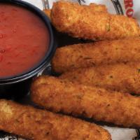 Mozzarella Sticks · Mozzarella cheese that has been coated and fried.